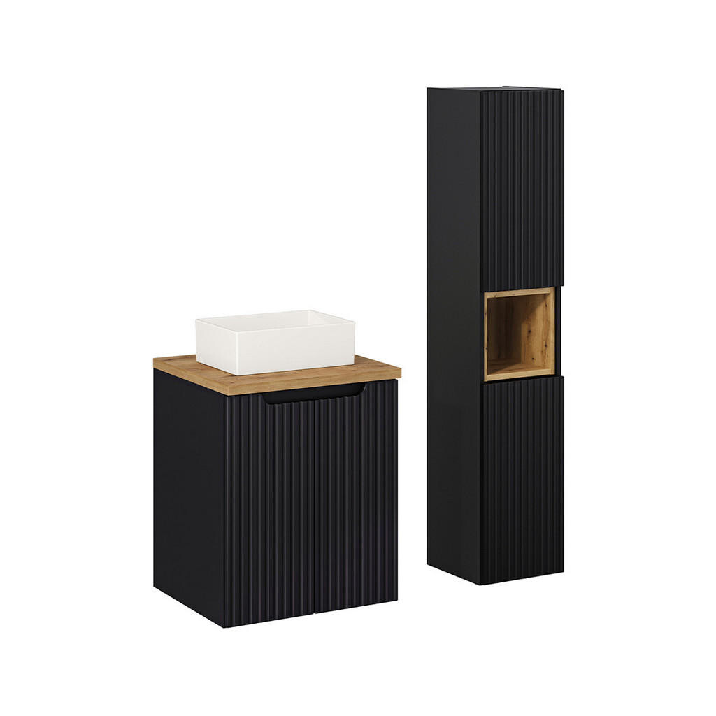 Petits-meubles KOUPELNOVÝ NÁBYTEK 50cm Riva 2er-Set Černá a dřevěná