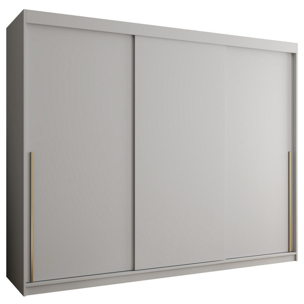 Home Collective ŠATNÍ SKŘÍŇ S POSUVNÝMI DVEŘMI 250 cm šířka, bílá se zlatým úchytem