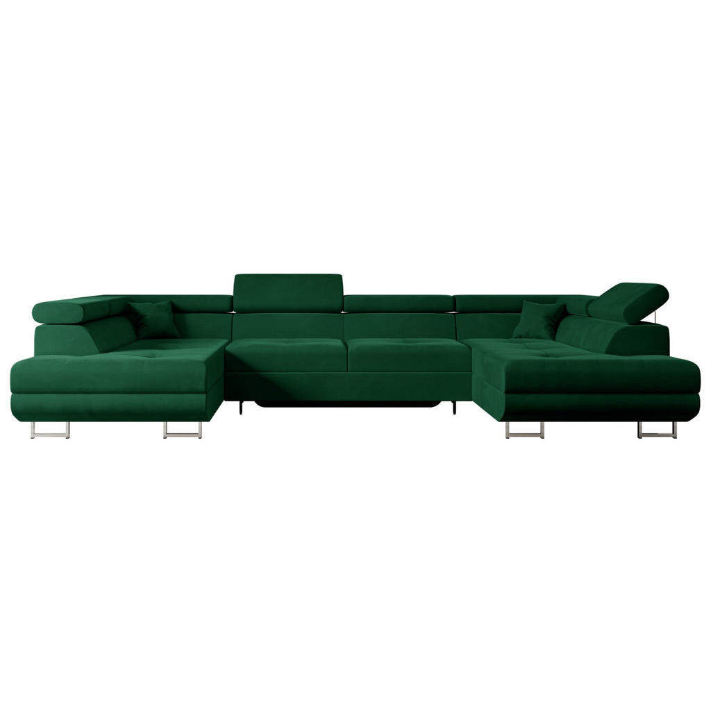 ALTDECOR SEDACÍ SOUPRAVA s funkcí lůžka a úložným prostorem GUSA-U 342x202x107 cm zelený velur