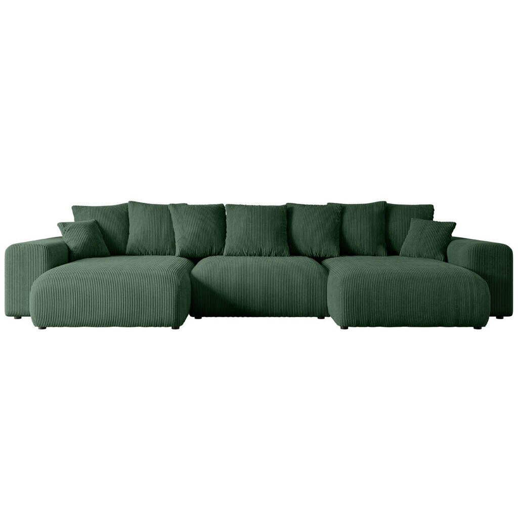 ALTDECOR SEDACÍ SOUPRAVA s funkcí lůžka ESKAR-U - 364 x 176 x 72 cm, zelená manšestr