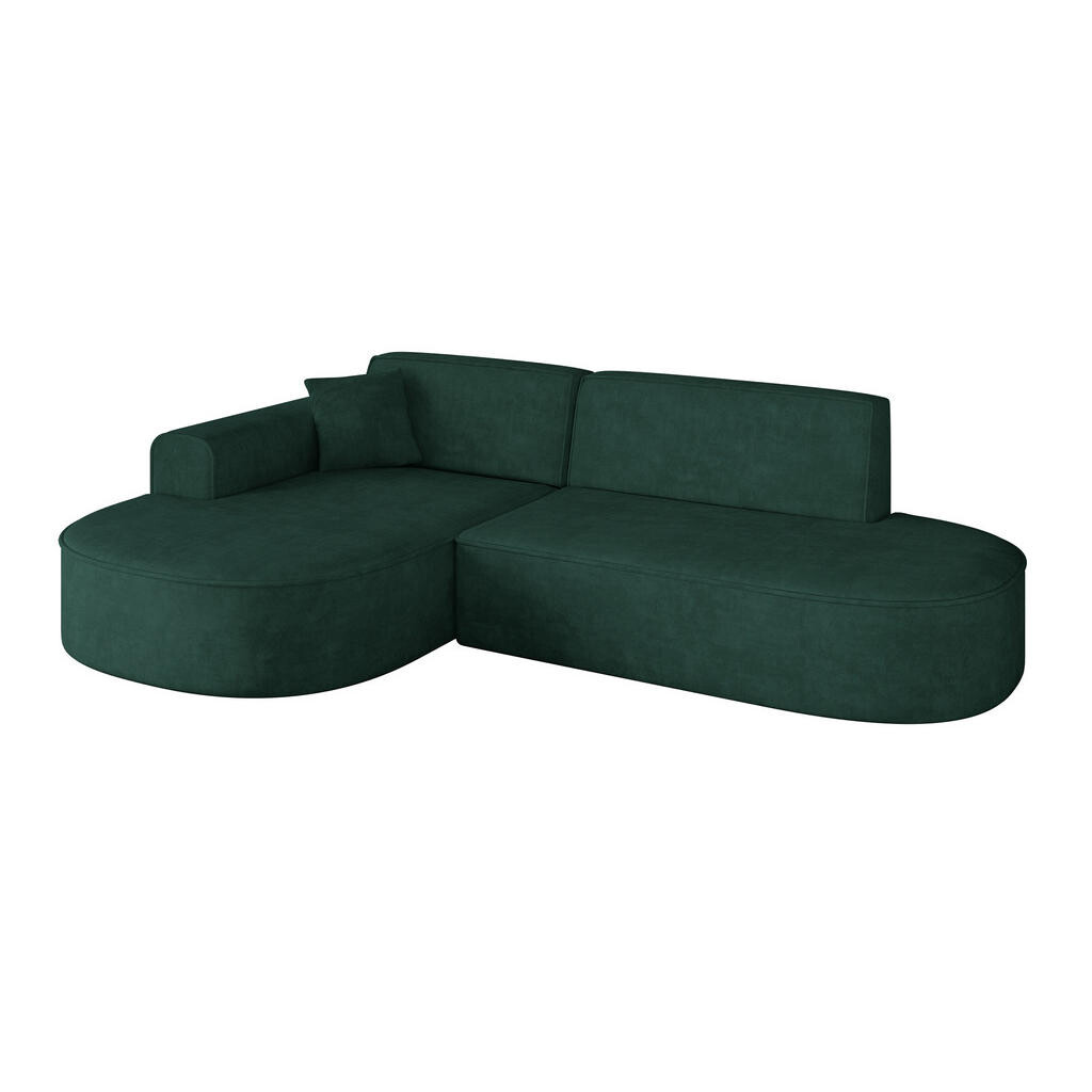 ALTDECOR ROHOVÁ SEDACÍ SOUPRAVA s otomanem vlevo MARI-L1 – 243 x 171 x 79 cm, zelený velur