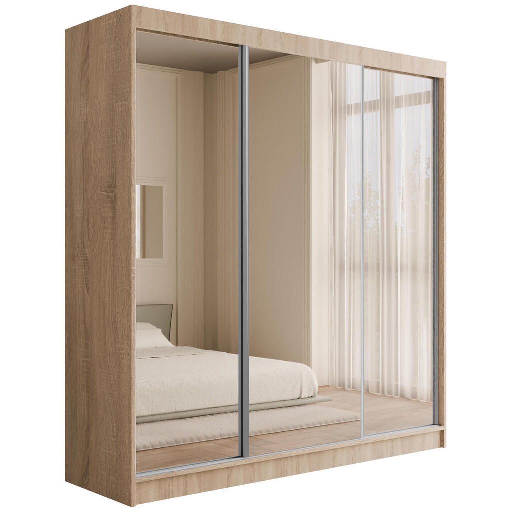 ALTDECOR ŠATNÍ SKŘÍŇ s zrcadlem V2-URBANO 215x200 cm Sonoma