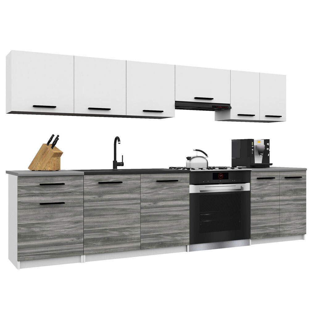 B BELINI GROUP KUCHYŇSKÁ LINKA Italia 2 240 cm, s pracovními deskami, Bílo-šedá Glamour matná