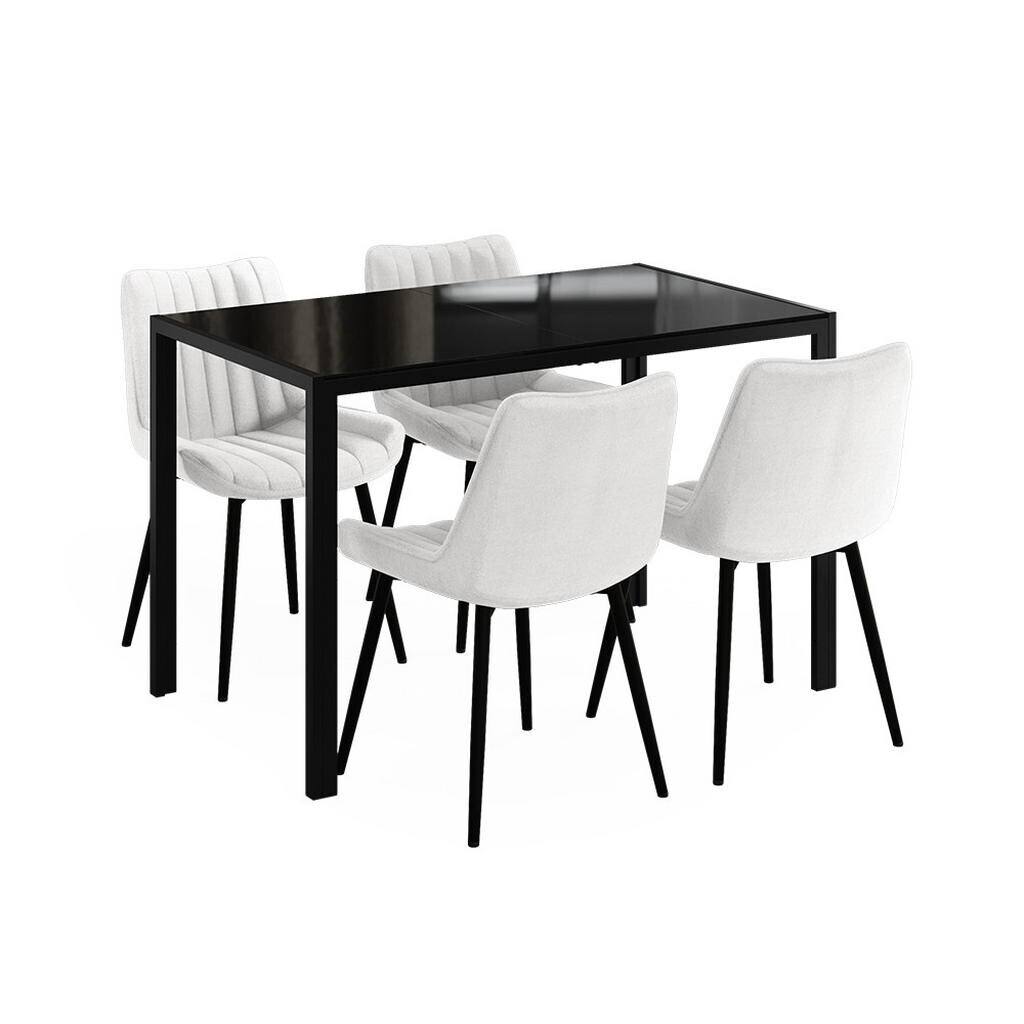 Vicco JÍDELNÍ STŮL SESTAVA Grand, Černá, 120 x 70 cm se 4 židlemi (béžové)