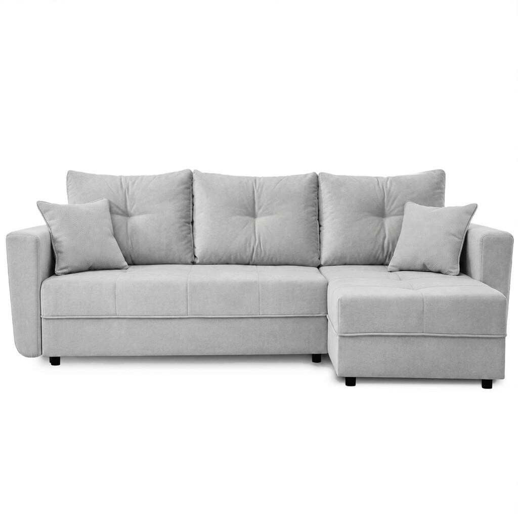 Beautysofa ROHOVÁ ROZKLÁDACÍ POHOVKA Verona s úložným prostorem a univerzální lenoškou, 240 cm, šedá