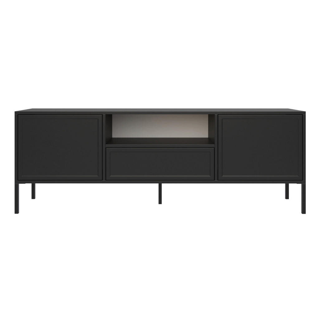 Selsey TV stolek Velveto se dvěma dvířky, zásuvkou a nikou, Černá, 160cm