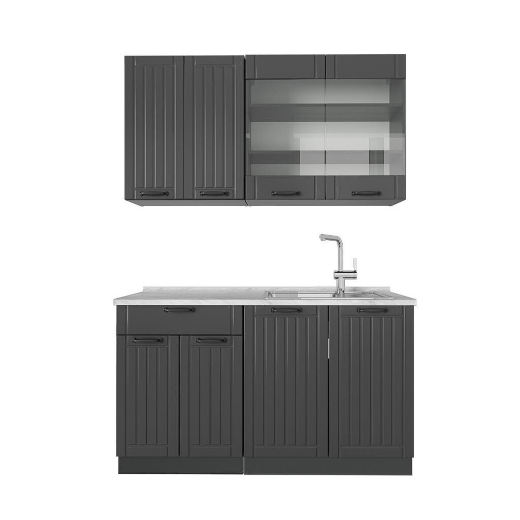Vicco JEDNOTKOVÁ KUCHYNĚ Fame-Line Tmavě šedá 140 cm , PD Mramor