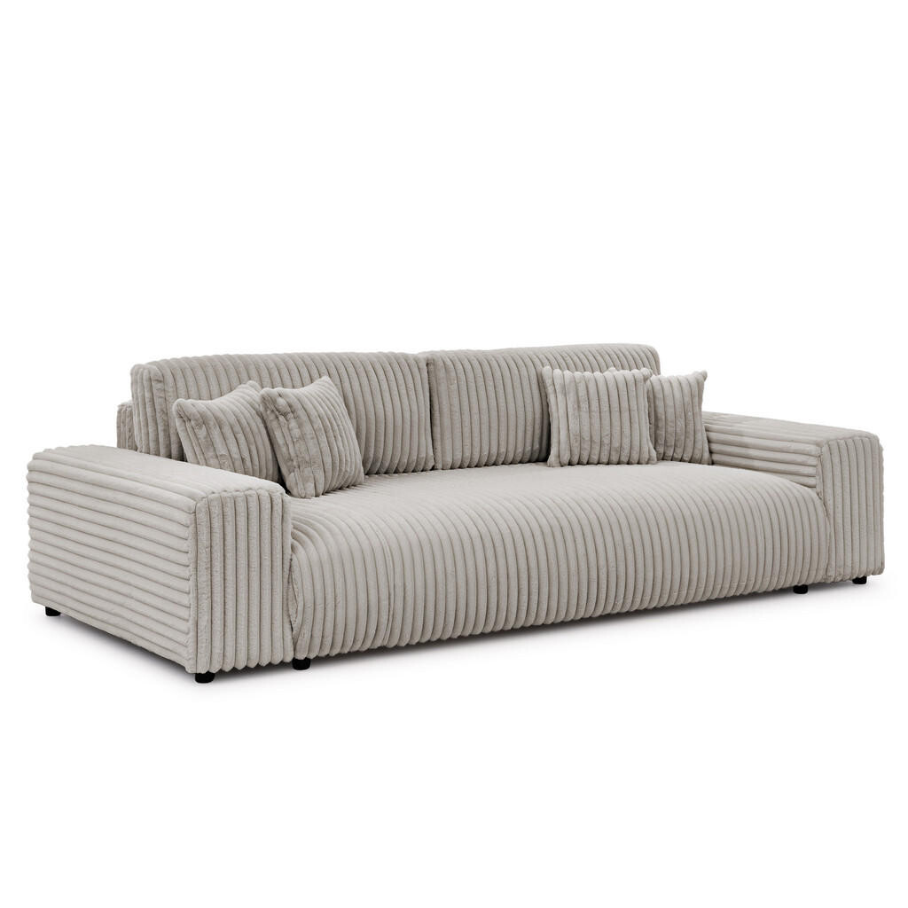 S-Style POHOVKA BIG SOFA Mollis s funkcí spaní a úložným prostorem ve světle šedé barvě z plyšového manšestru