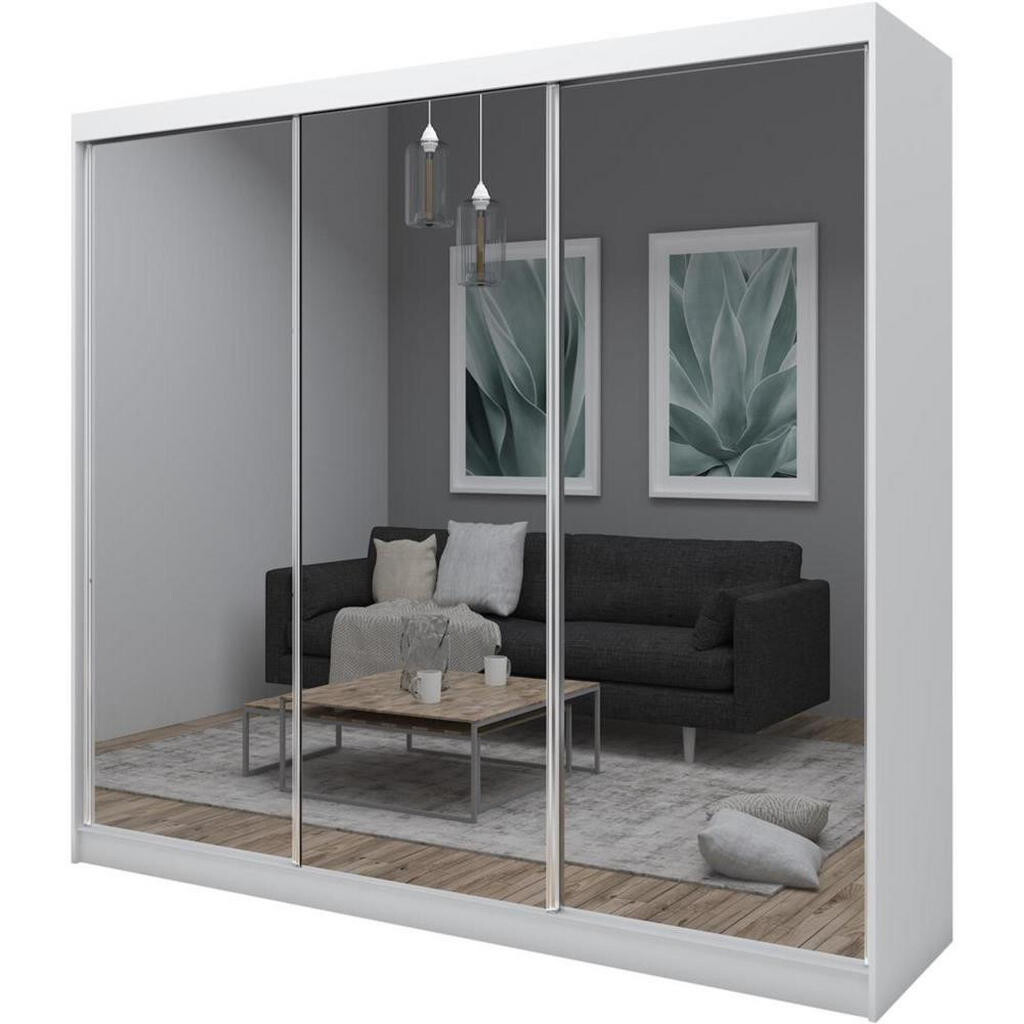Beautysofa SKŘÍŇ s posuvnými dveřmi Debra 240/216/61 bílá se zrcadlem
