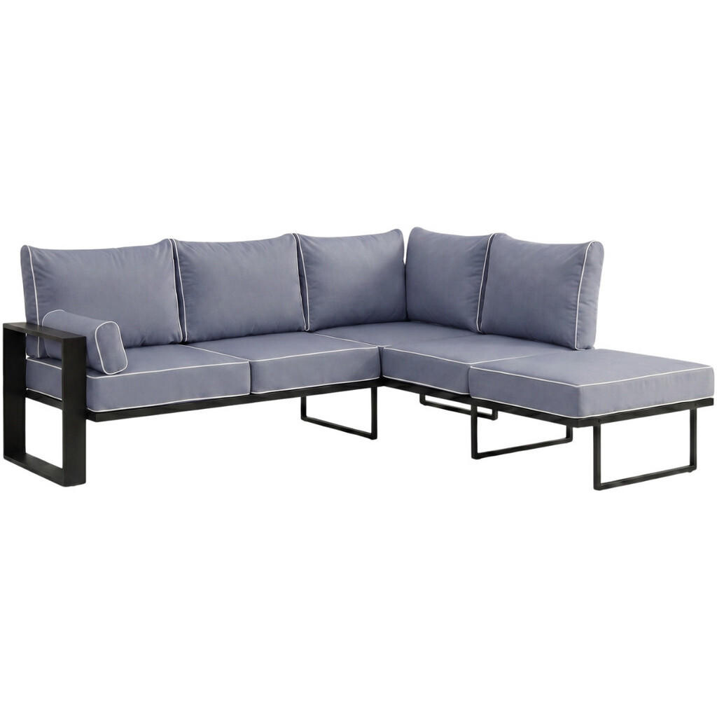 Beautysofa ROHOVÝ díl pohovky Verdino s kovovým rámem 207 cm, modrošedý