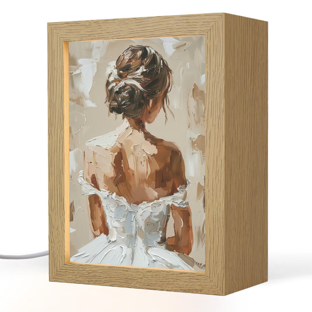 OnlyWow STOLNÍ LAMPA Žena - malba - abstraktní - béžová - moderní 15x20 cm