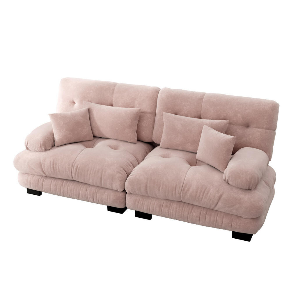 OKWISH ROHOVÁ pohovka z chenille růžová z chenille s měkkým cloud efektem a ergonomickými opěrkami