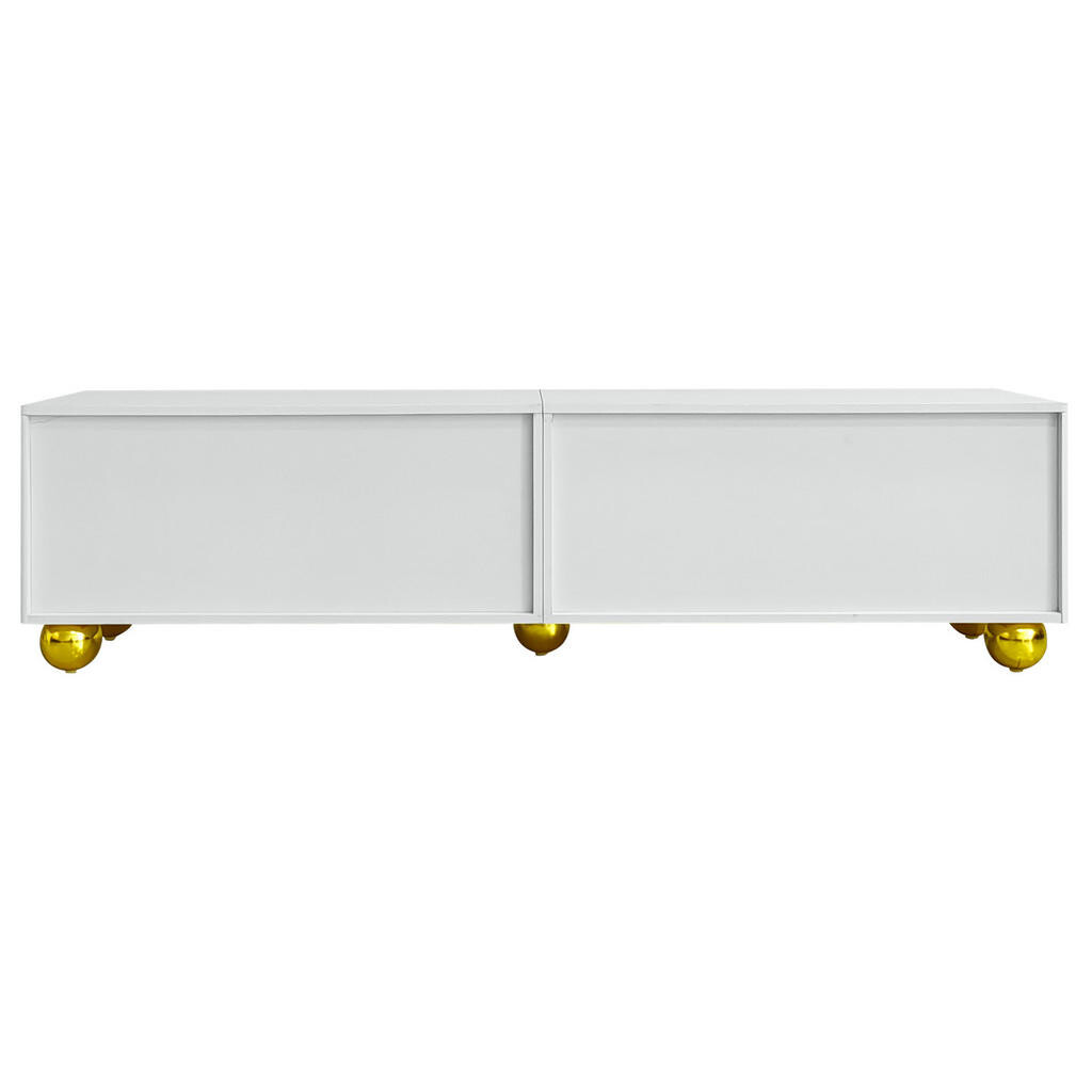 OKWISH TV stolek 170/38/44 cm bílý z dřevotřísky s dvířky na push-open a úložným prostorem