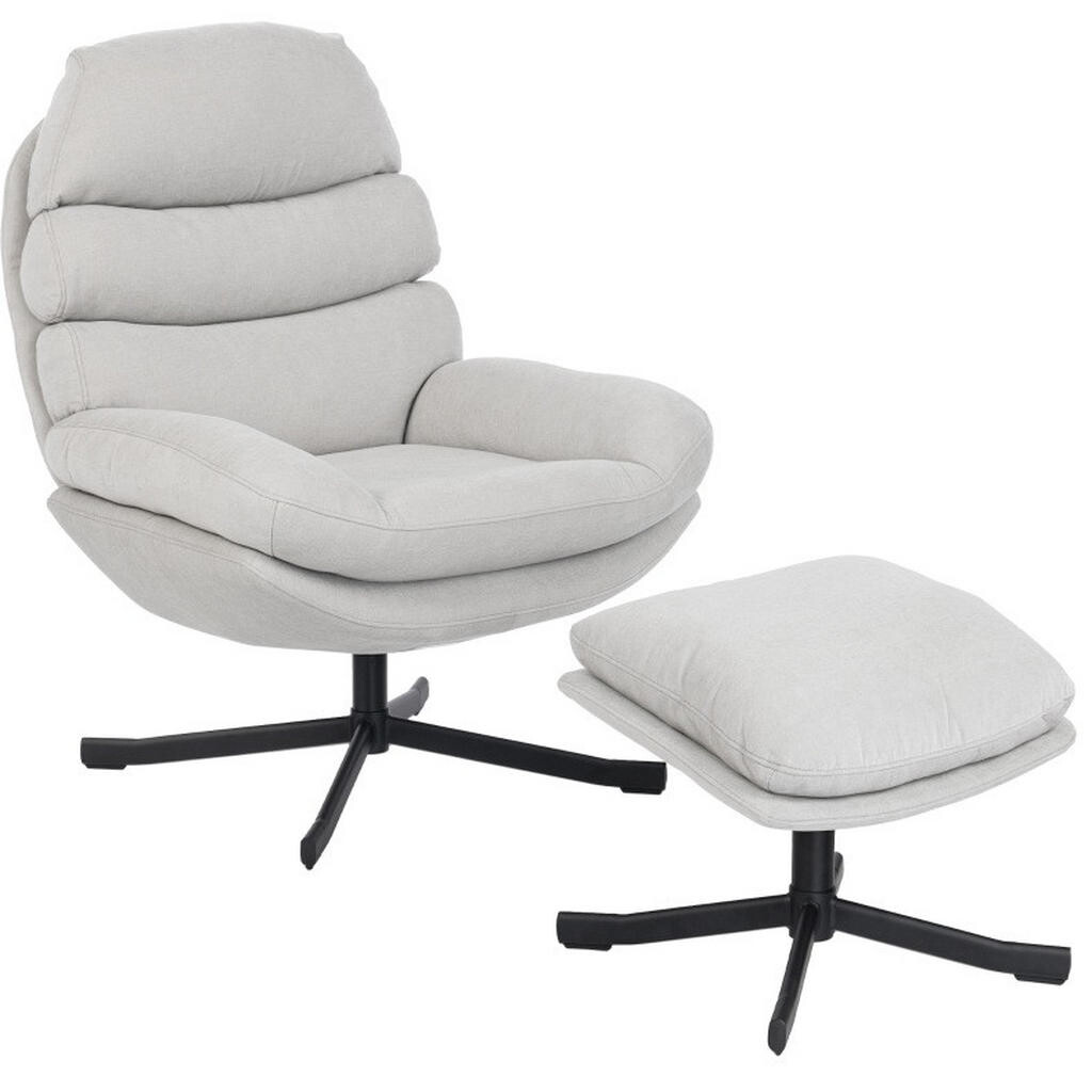 OKWISH RELAXAČNÍ křeslo 78/93/100 cm krémově bílé z polyesteru s podnožkou a otočnou funkcí
