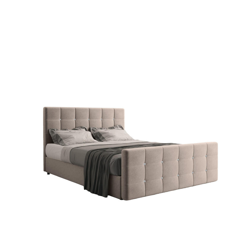 Kaiser Möbel KONTINENTÁLNÍ POSTEL s úložným prostorem, matrací a topperem ROMA 160x200 cm Světle hnědá H2-Pocket
