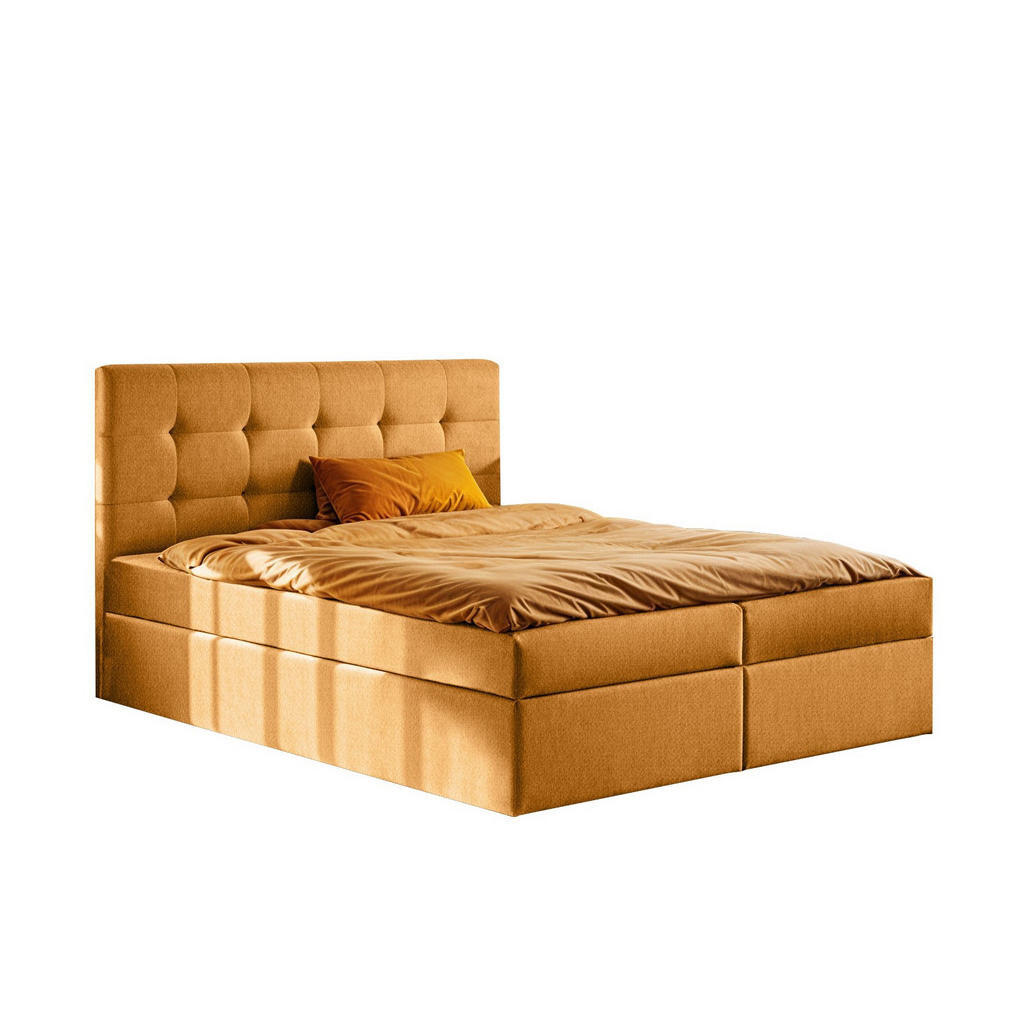Kaiser Möbel KONTINENTÁLNÍ POSTEL s matrací a úložným prostorem LUDANO tkanina Soro Oranžová 120x200 cm H2-Pocket