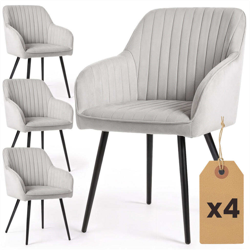 RAUMHIRSCH FURNITURE ČALOUNĚNÁ ŽIDLE, sada 4 ks, kovové nohy šedé, černé 54,5/82/58