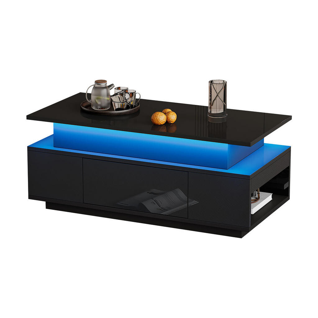 FLIEKS KONFERENČNÍSTOLEK 96x45cm Černý Lesklý Zvedací LED