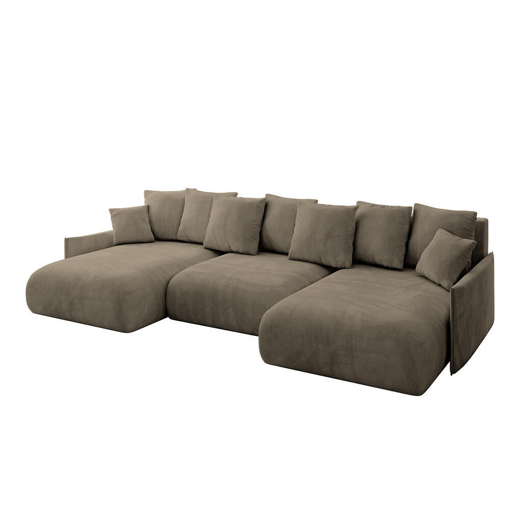 ALTDECOR SEDACÍ SOUPRAVA s funkcí lůžka a úložným prostorem ONESK-U-v1 317x177x72 hnědá tkanina velur