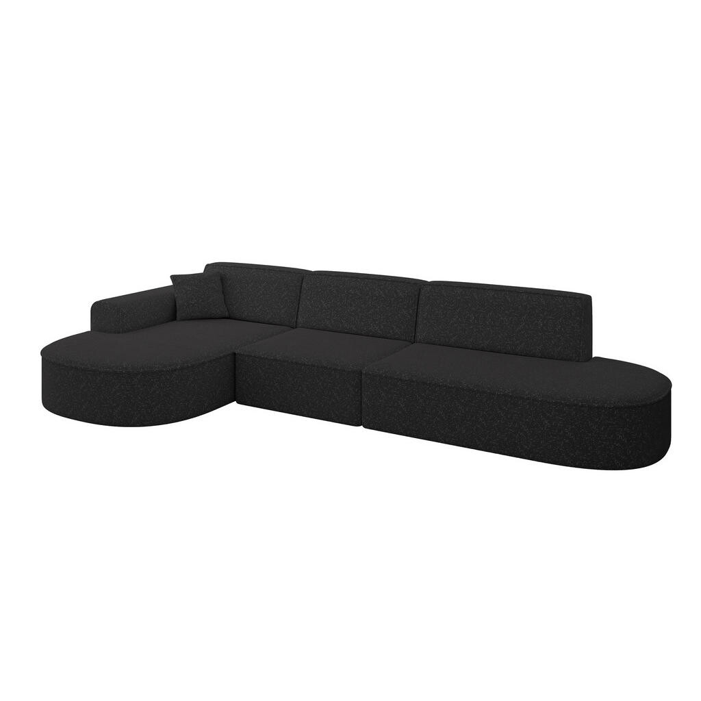 ALTDECOR ROHOVÁ SEDACÍ SOUPRAVA s otomanem vlevo MARI-L2 – 328 × 171 × 79 cm, černá látka
