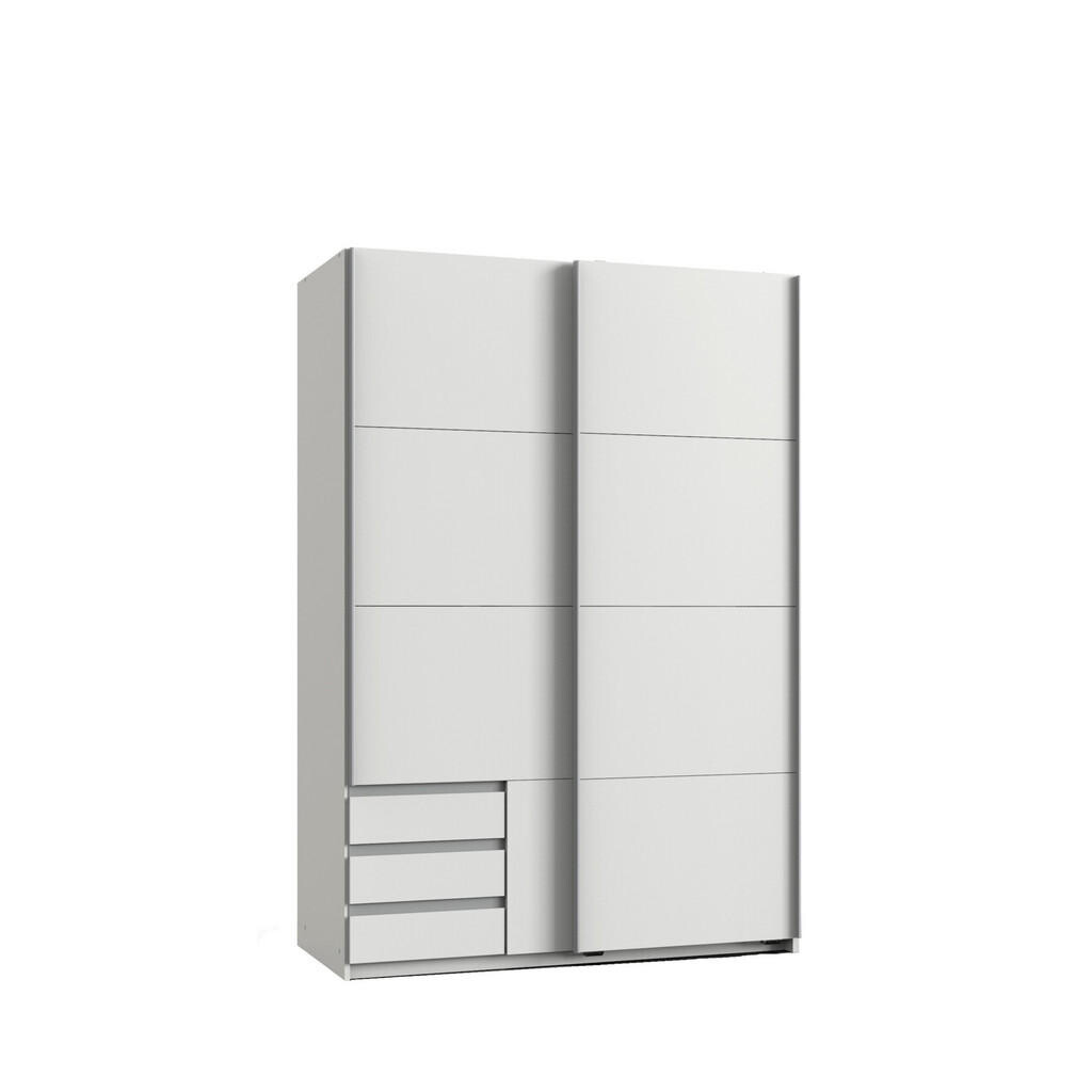luma-home SKŘÍŇ S VZPŘÍMENÝMI DVEŘMI, 2dveřová, 135 × 65 × 198 cm (Š×H×V), šatní skříň v bílé barvě s viditelnými zásuvkami / 22660