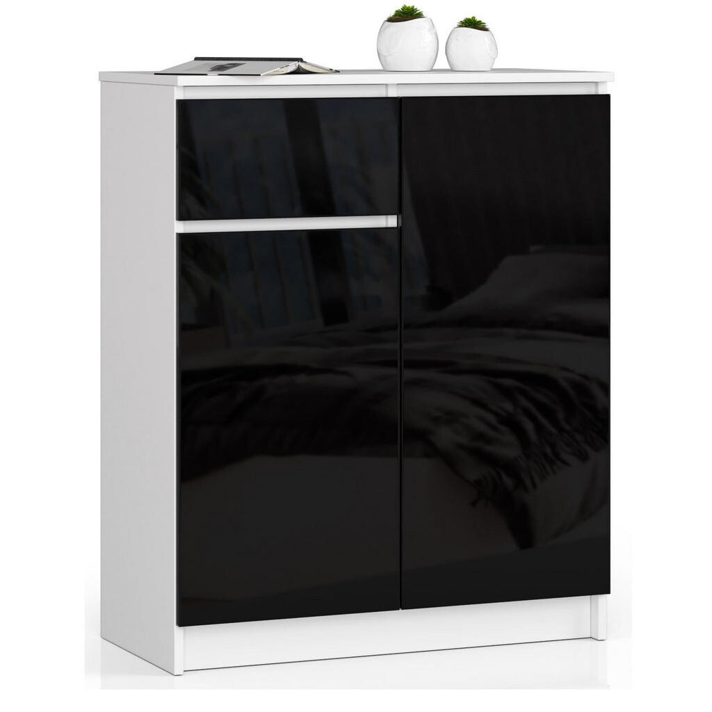 RAUMHIRSCH FURNITURE KOMODA bílá, černá lesklá 99/80/40