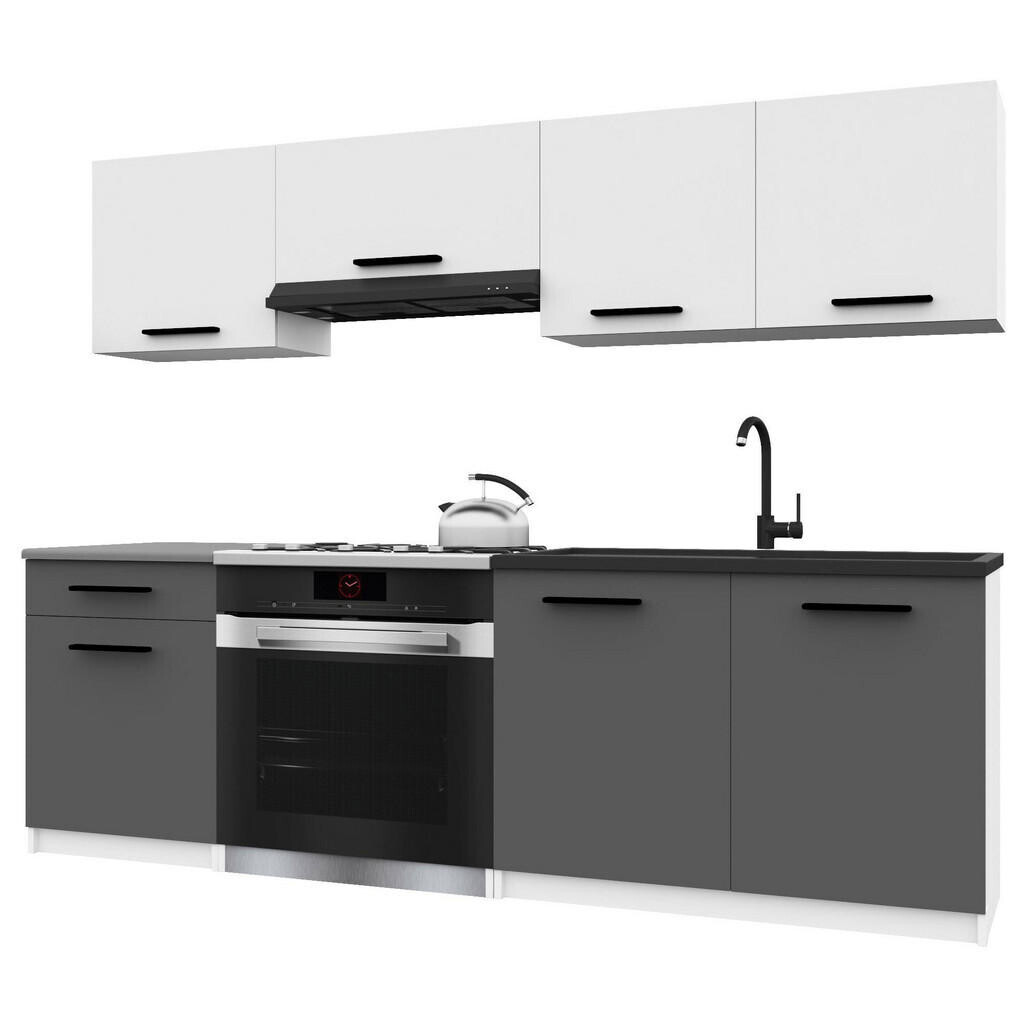 B BELINI GROUP KUCHYŇSKÁ LINKA Italia 1 180 cm, s pracovními deskami, Bílo-šedá matná