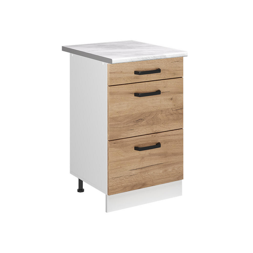 Vicco SPODNÍ SKŘÍŇKA KUCHYŇSKÉ LINKY R-Line, Zlatý mocný dub/Bílá, 50 cm pracovná doska Mramor