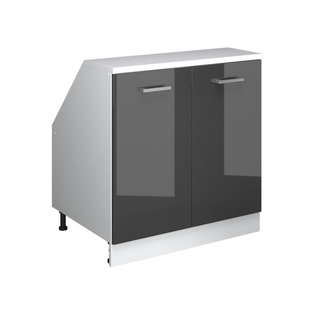 Vicco ŠIKMÁ SKŘÍŇ Rion Antracitový vysoký lesk 80 x 81.6 cm se 2 dveřmi, korpus skříně hloubka 60 cm