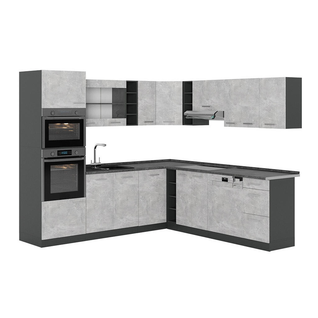 Vicco ROHOVÁ KUCHYŇ R-Line, Beton/Antracit, 247 x 237 cm, PD Antracit