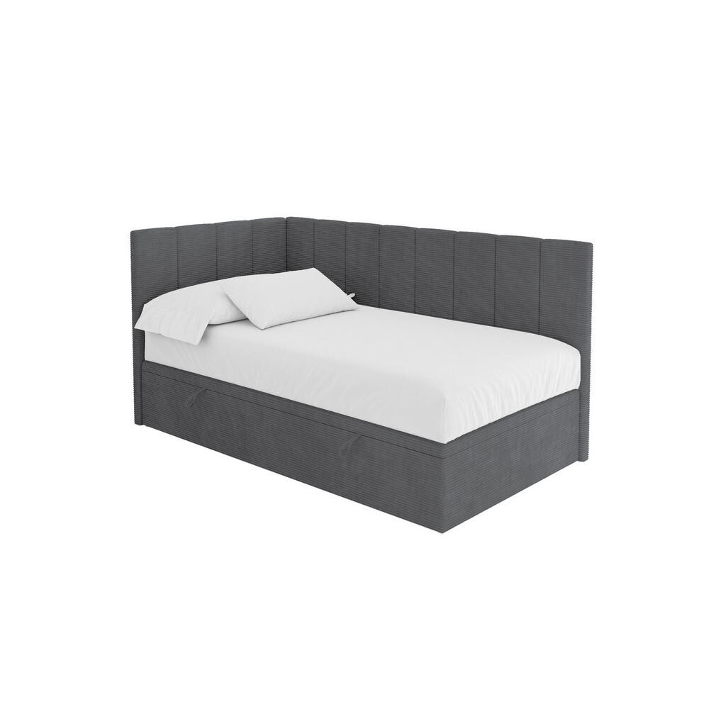 ALTDECOR JEDNOLŮŽKOVÁ POSTEL pro mládež s úložným prostorem vpravo, bez matrace - LOVY 80x200 tmavě šedá