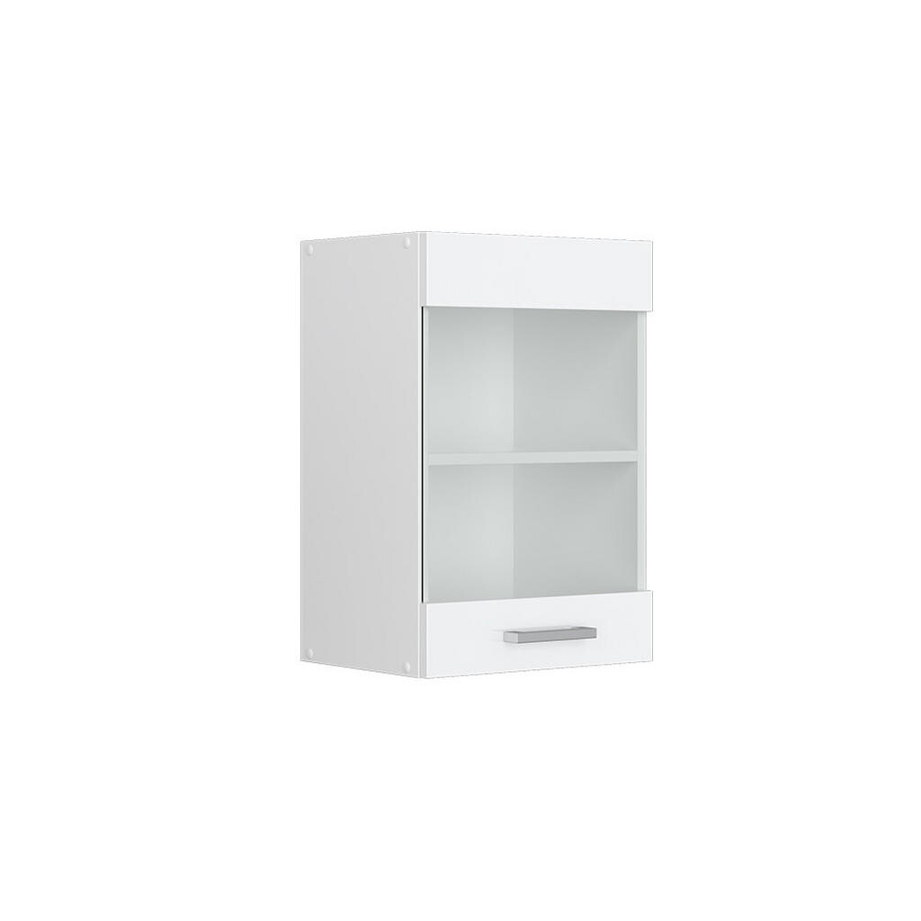 Vicco UNIVERZÁLNÍ NÁSTĚNNÁ SKŘÍŇKA R-Line Bílá vysoký lesk 40 cm se skleněnými dvířky