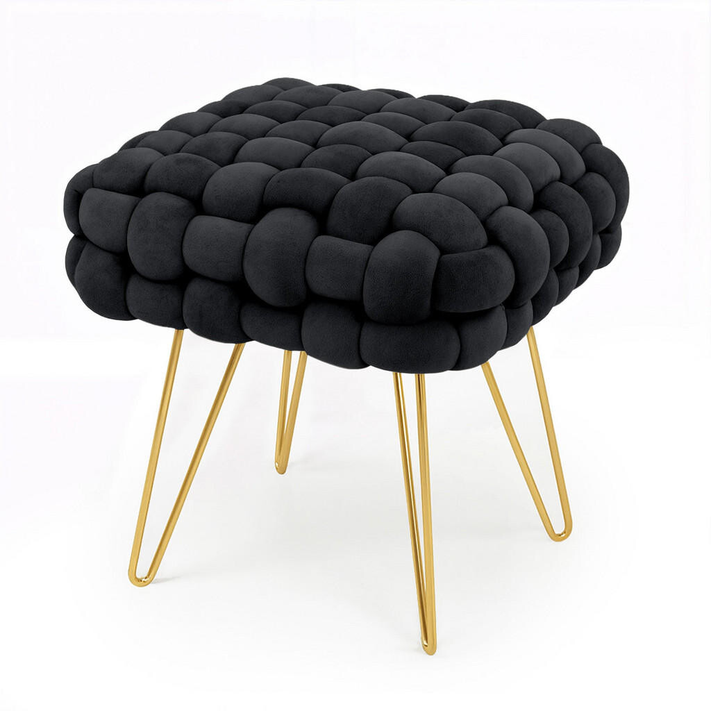 RAUMHIRSCH FURNITURE ČALOUNĚNÁ STOLIČKA s ocelovými nohami, černá 38/42/38