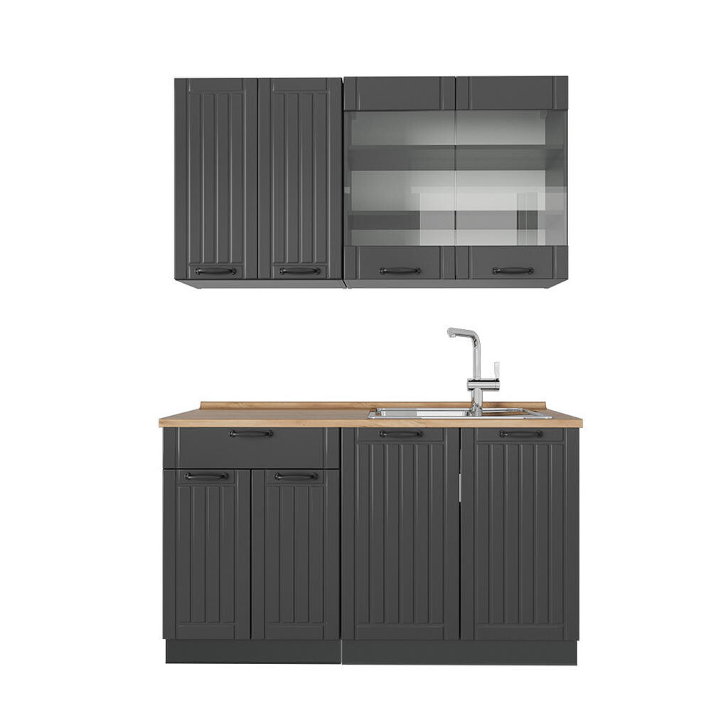 Vicco JEDNOTKOVÁ KUCHYNĚ Fame-Line Tmavě šedá 140 cm , PD Dub