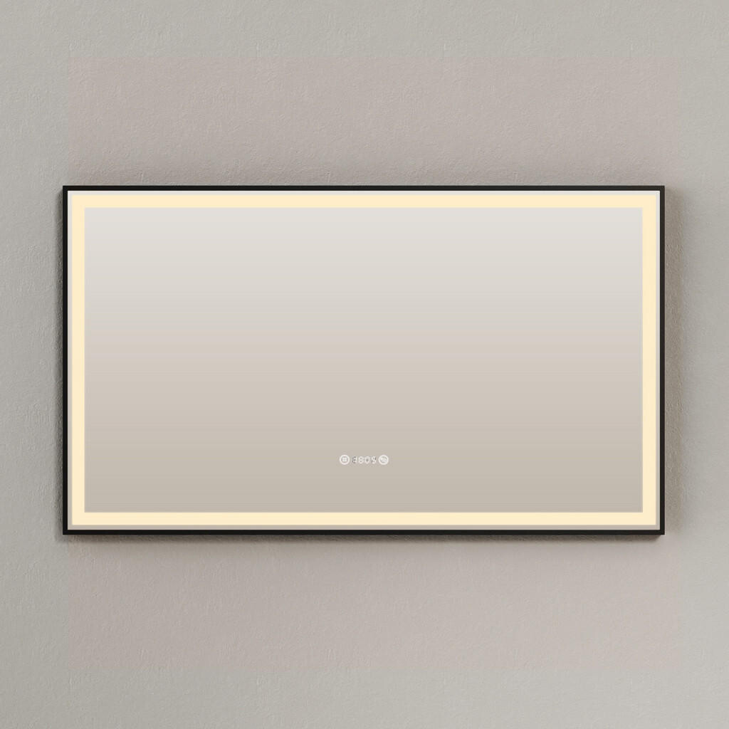 EMKE KOUPELNOVÉ ZRCADLO s osvětlením, černý rám, 120/70 cm