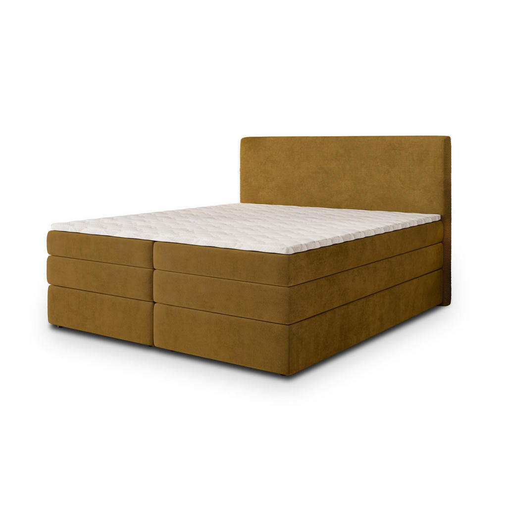 MASSENO POSTEL BOXSPRING MATERN 140x200 cm, s matrací a úložným prostorem, žlutá