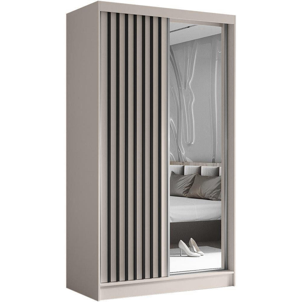 Beautysofa SKŘÍŇ s posuvnými dveřmi Helix II 120/216/61 kašmír + černá se zásuvkami