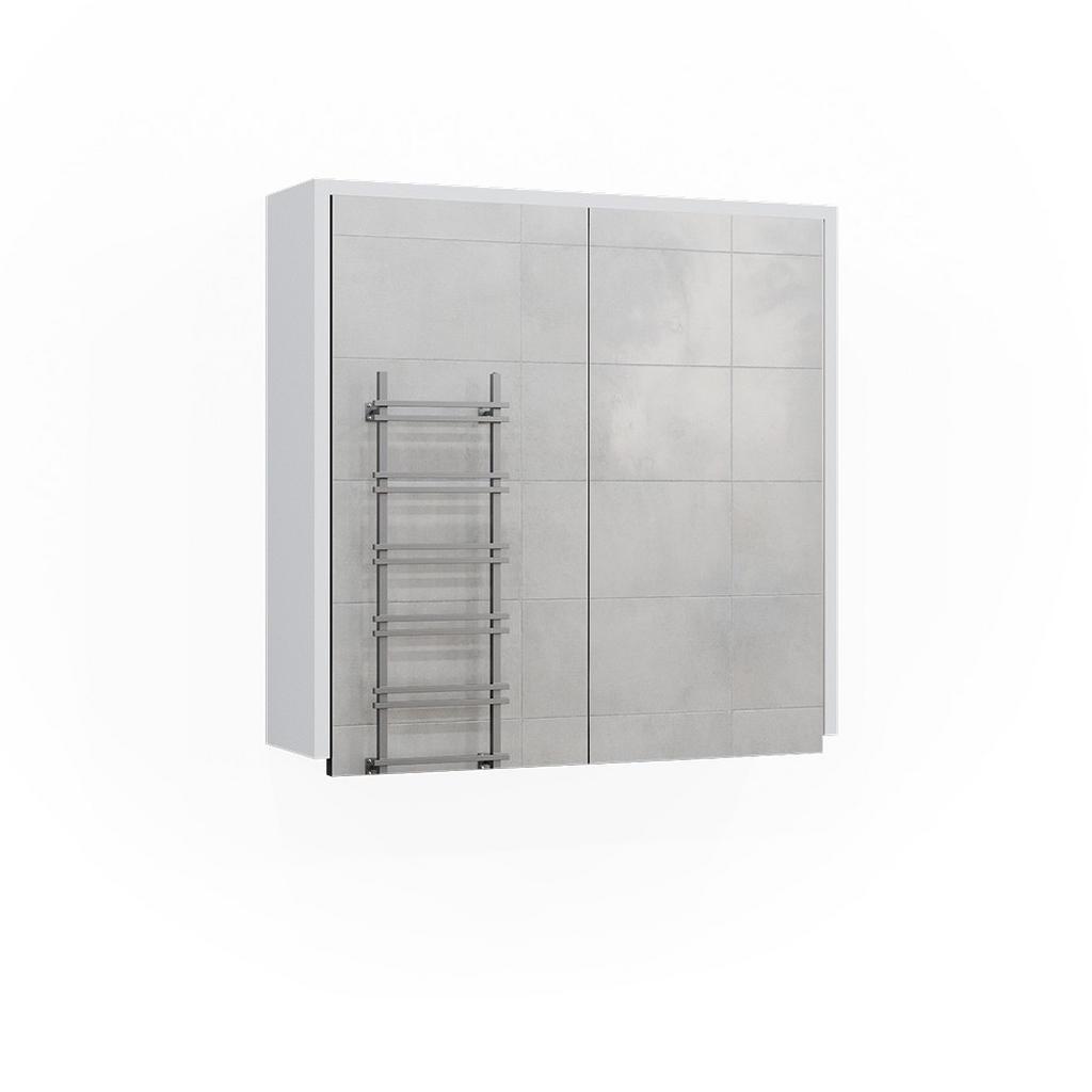 Vicco KOUPELNOVÁ ZRCADLOVÁ SKŘÍŇKA Maltin Bílá/antracitová 60 x 58 cm se dvěma zrcadlovými dveřmi