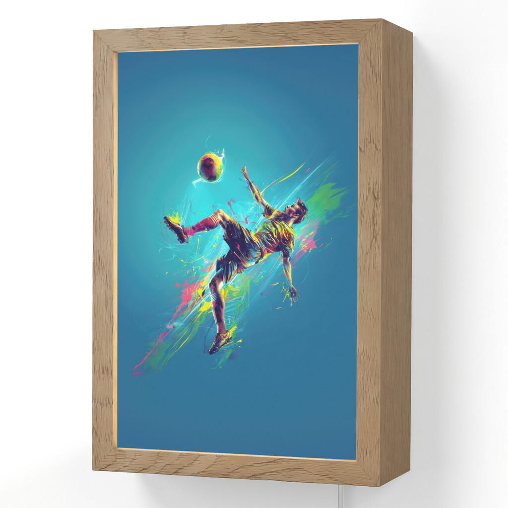 OnlyWow NÁSTĚNNÁ LAMPA Fotbalista - Stříkající barva - Barevné - Míč 20x30 cm