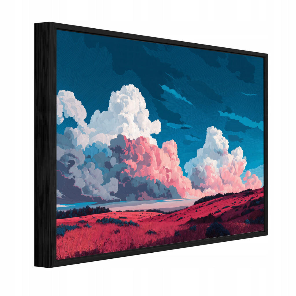 Wallarena ZARÁMOVANÝ obraz hory akvarel růžová 100x70 cm