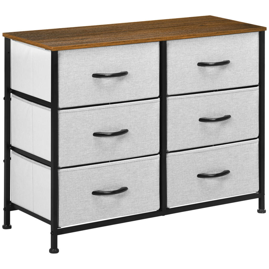 HOMCOM KOMODA Sideboard, úchyt, šedá