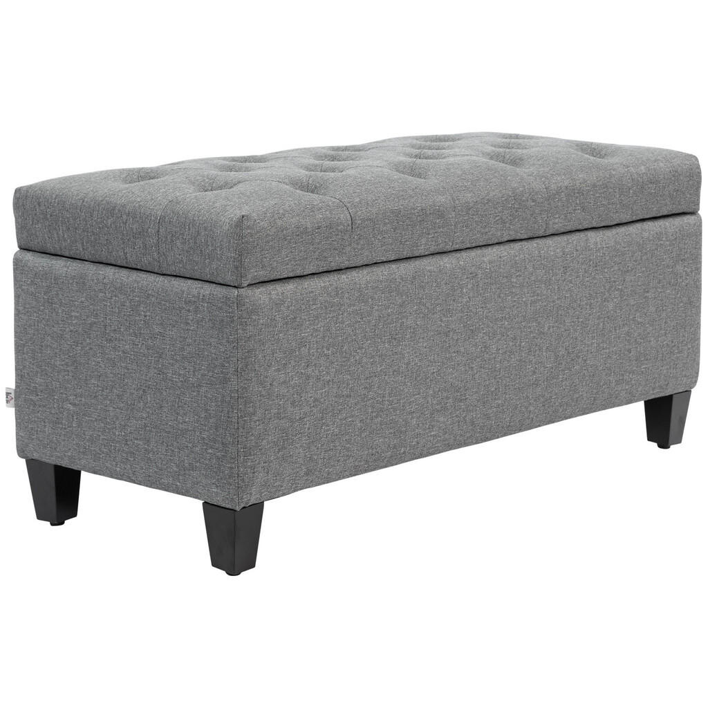 HOMCOM LAVIČKA Polyester Dřevo Světle šedá