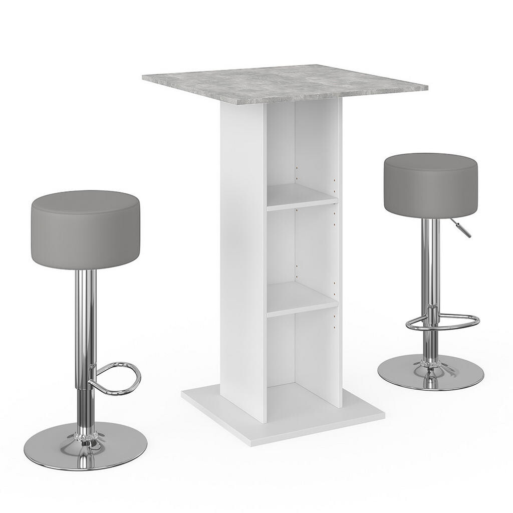 Vicco STOJACÍ BAROVÝ STŮL SE ŽIDLEMI Rodeo Beton 70 x 70 cm se 2 barovými stoličkami