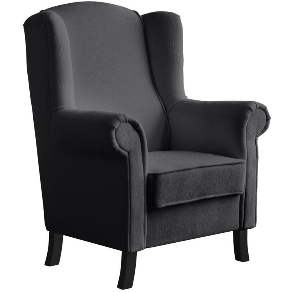Beautysofa KŘESLO UŠÁK Leonardo tmavě šedé, bouclé látka