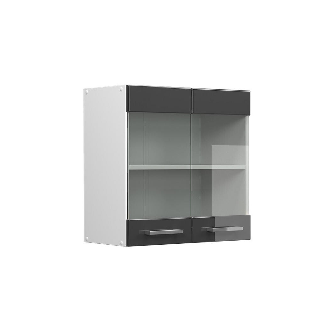 Vicco UNIVERZÁLNÍ NÁSTĚNNÁ SKŘÍŇKA R-Line Antracitový vysoký lesk 60 cm se skleněnými dvířky