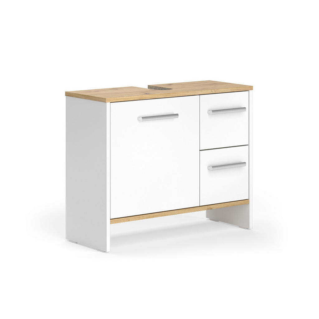 Vicco DOLNÍ SKŘÍŇKA POD DŘEZ Karli Bílý/zlatý dub 70.2 x 57 cm se 2 zásuvkami a 1 dvířky