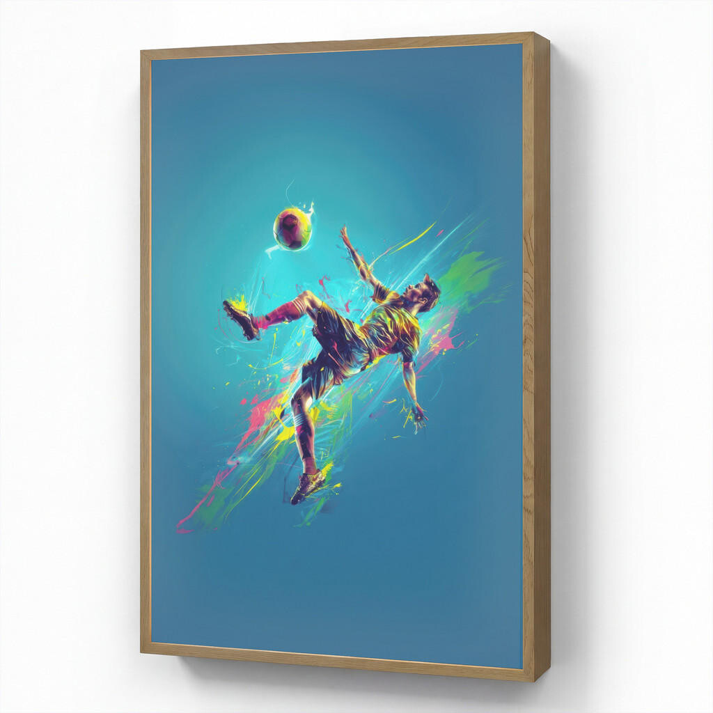 OnlyWow NÁSTĚNNÁ LAMPA S AKUMULÁTOREM Fotbalista - Stříkající barva - Barevné - Míč 70x100 cm