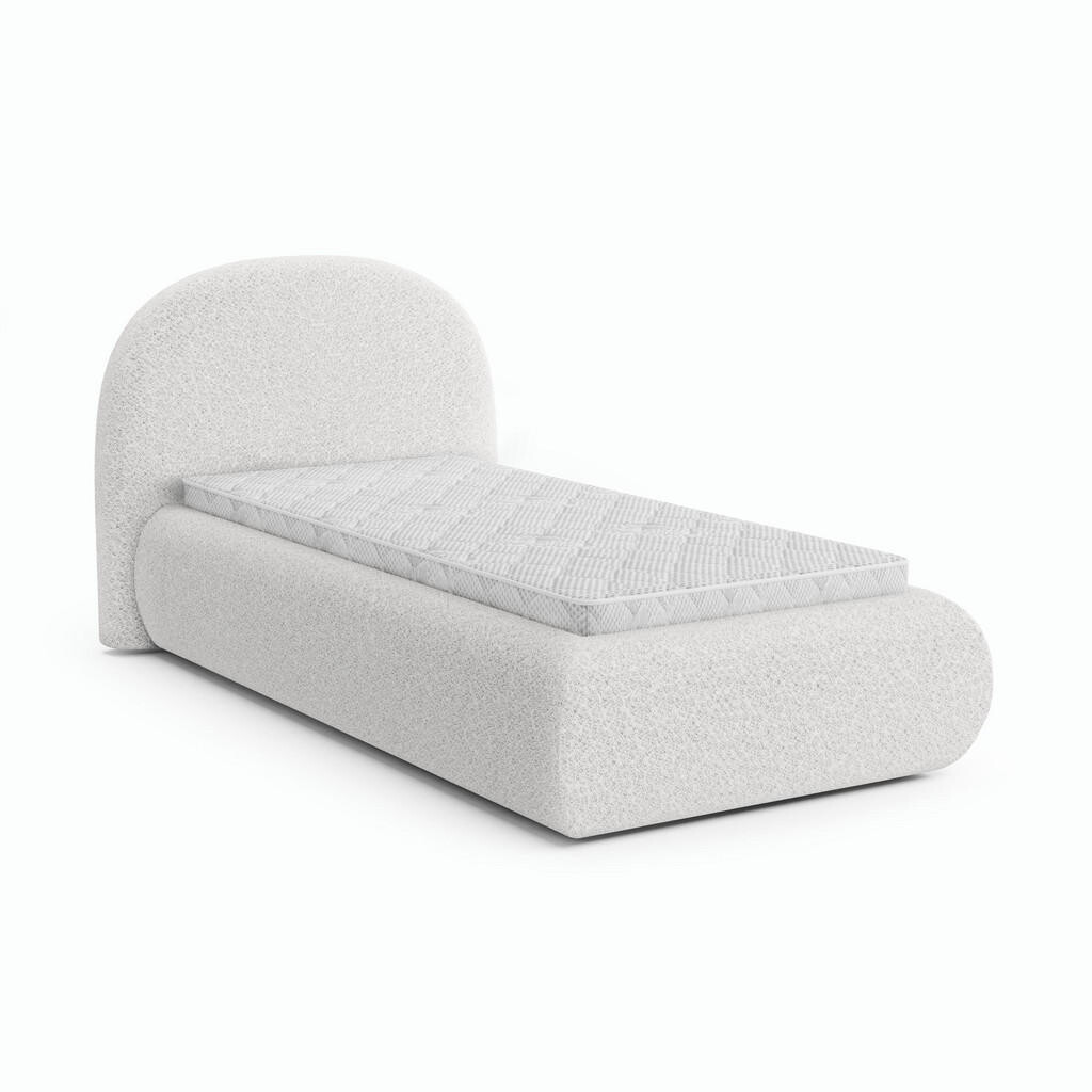 Beautysofa ČALOUNĚNÁ POSTEL Motti 90×200, jednolůžko s úložným prostorem a pěnovou matrací 10 cm, krémová