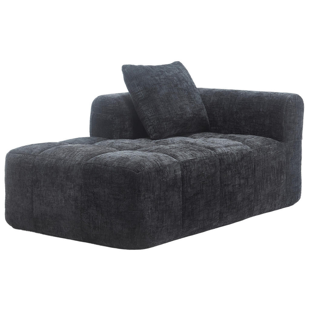 Redom LENOŠKA 158/90/60 cm s bočními kapsami, polštářem a měkkým chenille potahem, Černá