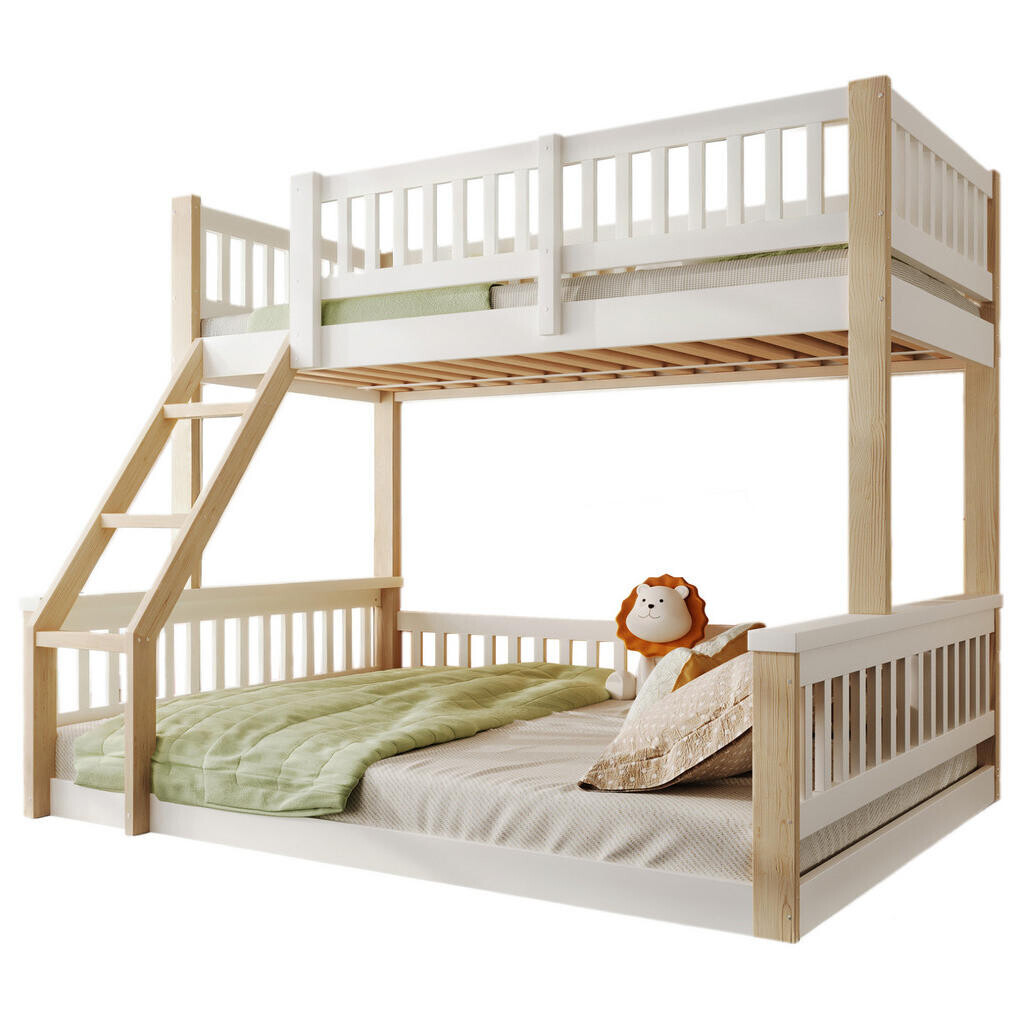 OKWISH PATROVÁ postel 140/200 cm bílá/přírodní z borovice s žebříkem